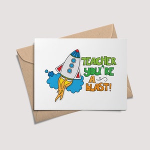 Teacher You're a Blast, Teacher Appreciation Card, Thank You Card, Teacher Gift, Greeting Card from Kids, Classroom Card, Printable Card