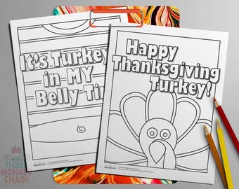 Thanksgiving Coloring Page | Printable Kids Activity Sheet | Turkey Clipart | Teacher Classroom Graphic | Digital PDF | Print & Color!