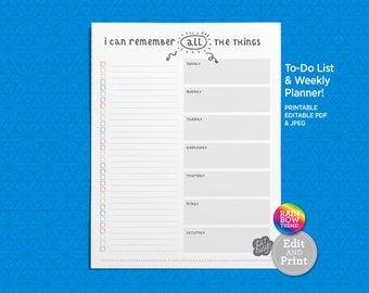 To-Do List | Weekly Planner | Checklist | Meal Planner | Daily Routine | Shopping List | Grocery | Rainbow Theme | Printable PDF & JPEG