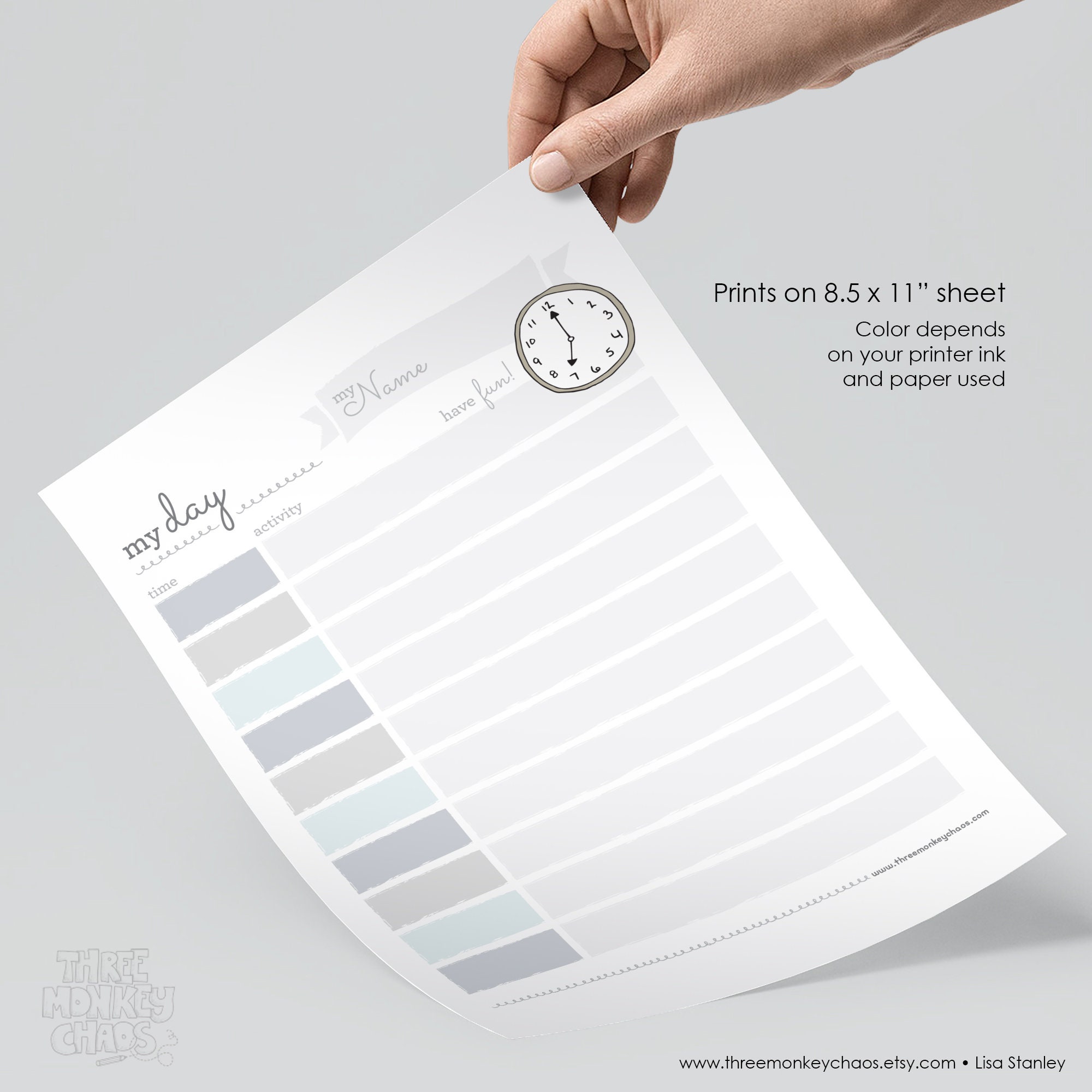 PRINTABLE Daily Schedule - Gray | Daily Routine | Kids Chores ...
