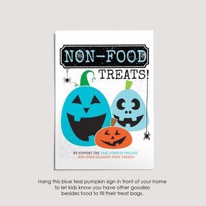 Printable Allergy Safe Treats Sign, Teal Pumpkin Print, Non-Food Halloween Treats Flyer, Safe Trick or Treat, Instant Download image 2