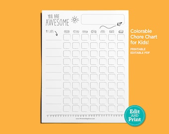 PRINTABLE Job Chart for Kids! | Colorable | Daily Routine |  Kids Chores Responsibilities | PDF & JPEG