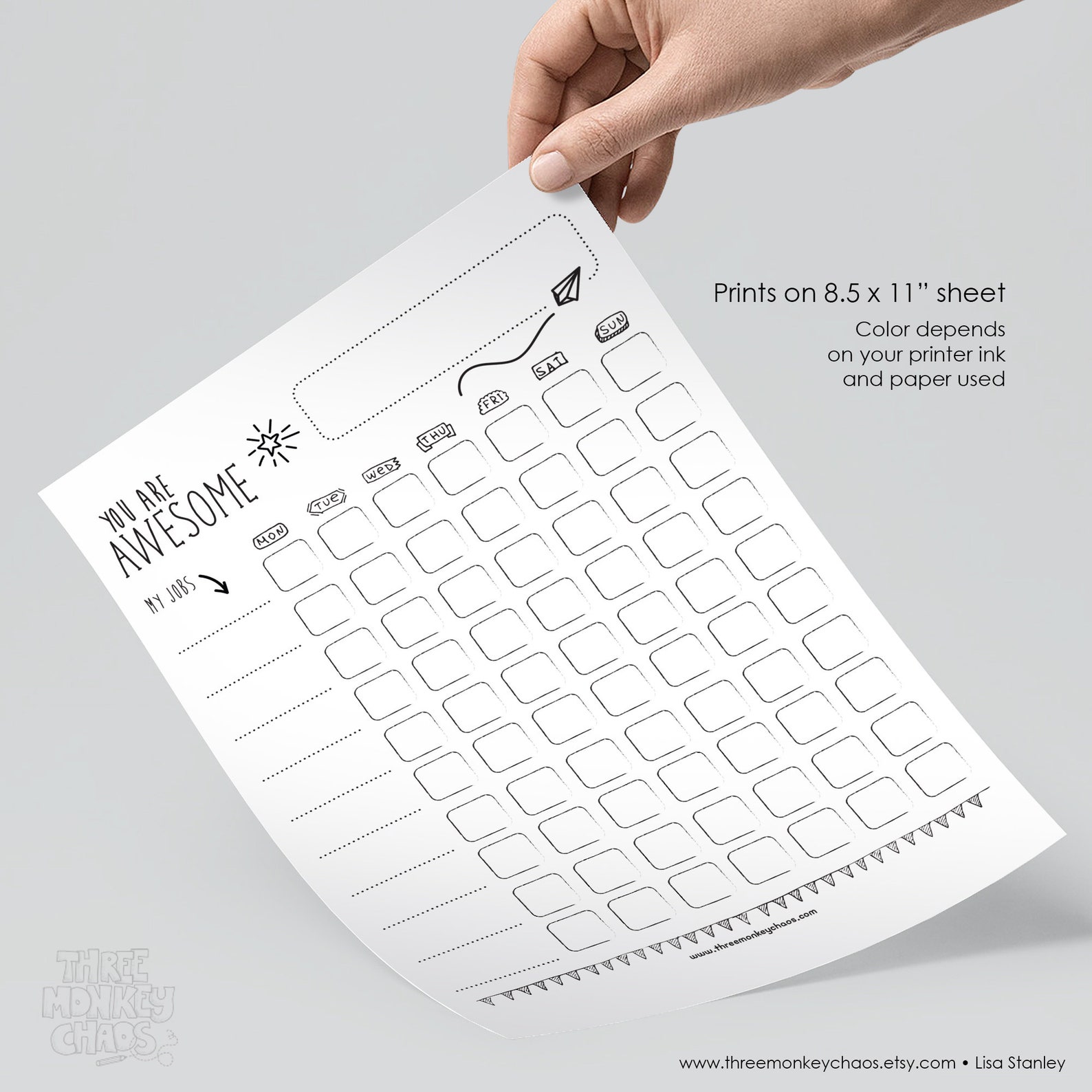 PRINTABLE Job Chart for Kids Colorable Daily Routine Kids Chores Responsibilities PDF &amp; JPEG - Etsy