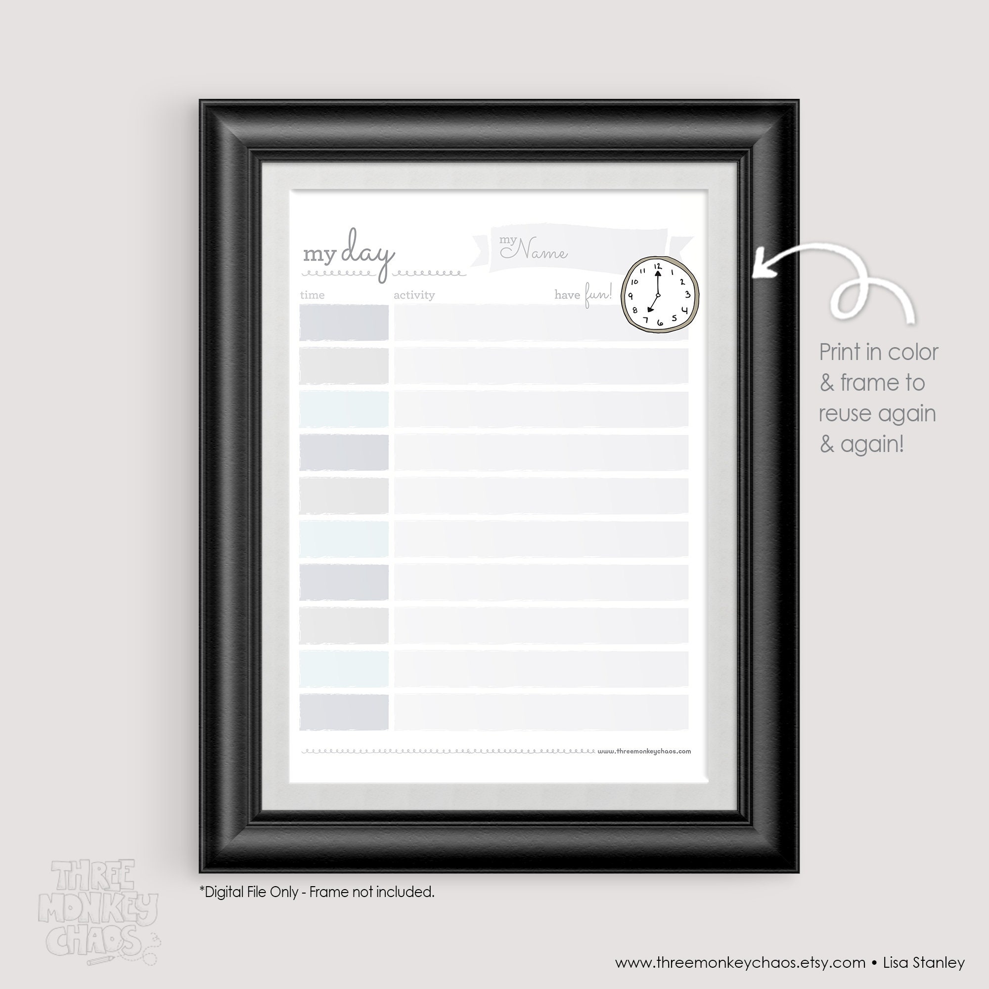 PRINTABLE Daily Schedule Gray Daily Routine Kids Chores ...