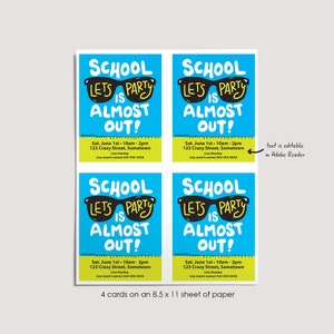 School is Almost Out Party Invitation, Summer Playdate Card, Summer Invite, Play Date Cards for Kids, Play Date Invitation, Editable PDF image 4