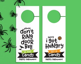 Halloween Sign - No More Candy, Trick or Treat Door Sign, Printable Halloween Treat Sign, Do Not Disturb, Printable PDF & JPEG