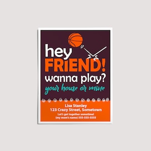 Playdate Invitation, Wanna Play, Play Date Cards for Kids, Summer Invite, Keep in Touch, Printable Invite for Friends, Last Day of School