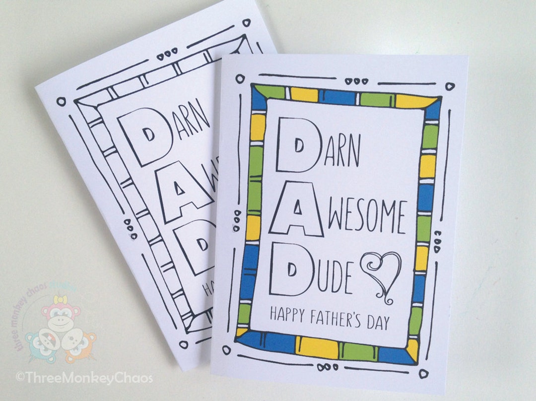 Father's Day Printable for Kids Fathers Day Card Darn - Etsy