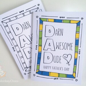 Father's Day Printable for Kids Fathers Day Card Darn - Etsy