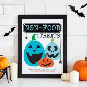 Printable Allergy Safe Treats Sign, Teal Pumpkin Print, Non-Food Halloween Treats Flyer, Safe Trick or Treat, Instant Download image 4