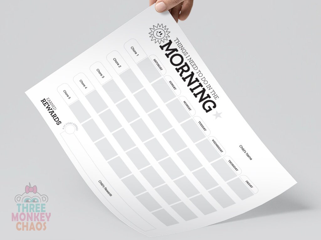 1 Kid MORNING Routine Chart Reward Chart Chore Chart | Etsy
