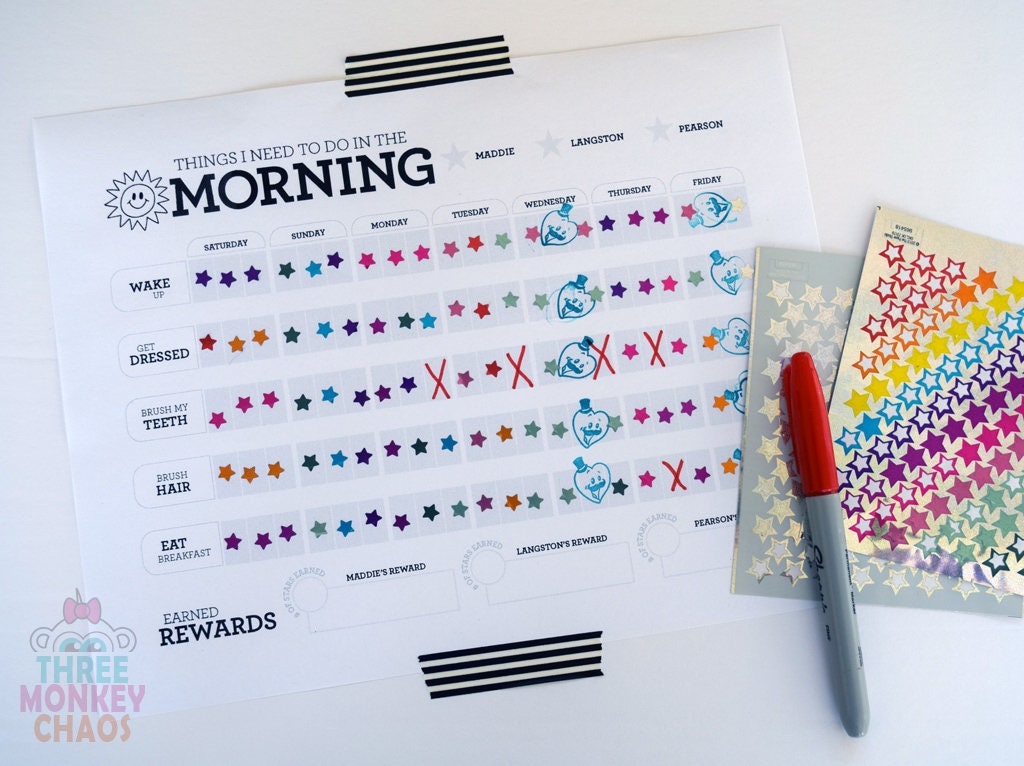 1 Kid MORNING Routine Chart Reward Chart Chore Chart | Etsy