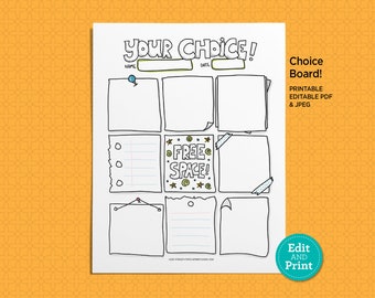 Choice Board | Homework Chart | Chore Chart | Reward | Virtual Learning | Student Planner | To-Do List | Printable PDF & JPEG