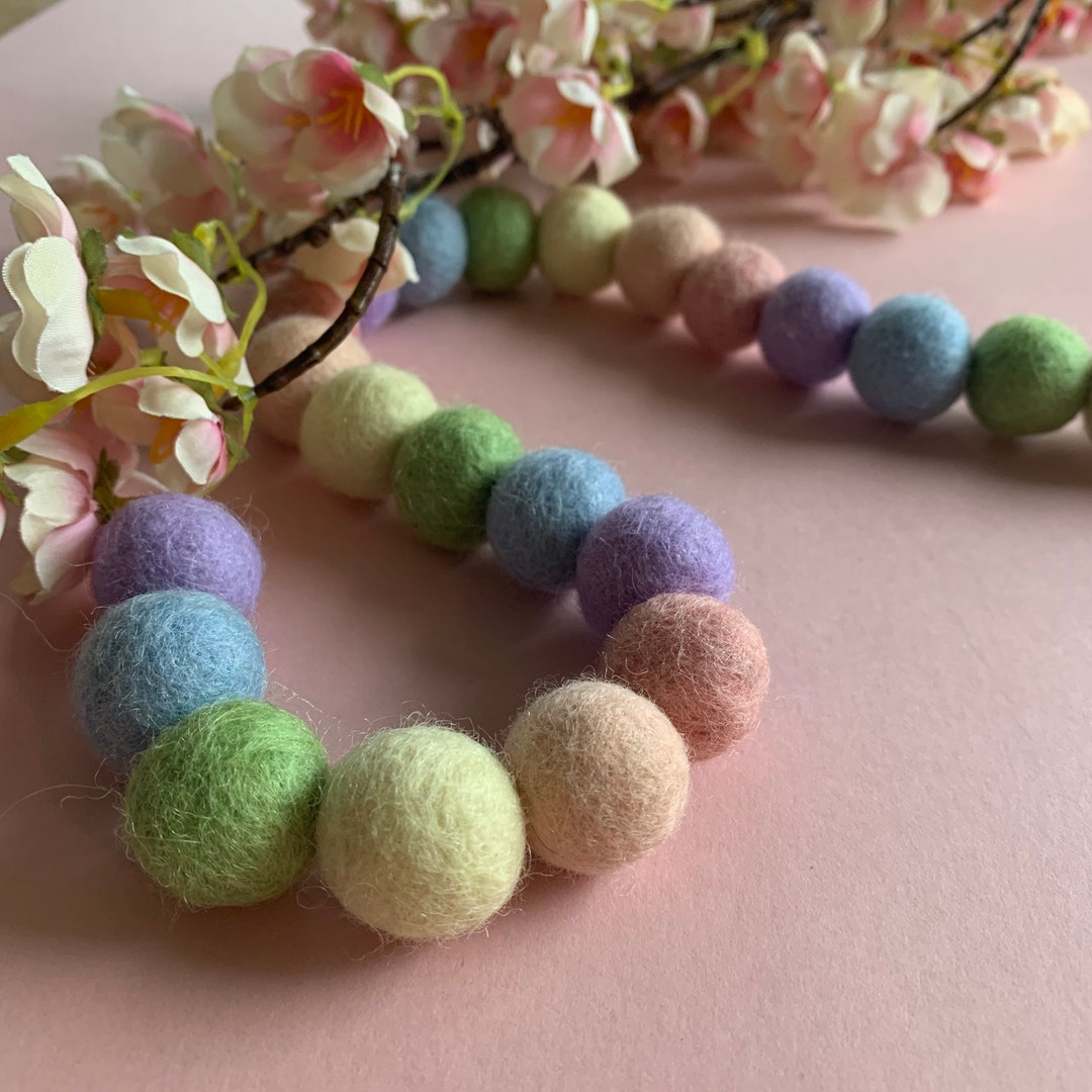 Pastel Rainbow Felt Ball Garland Pom Pom Garland Nursery Décor Party ...