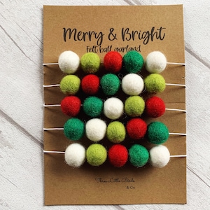 Green, red & white Felt Ball Garland, Pom Pom Garland, Felt Bunting, Waldorf Inspired, Nursery Bunting, Nordic inspired Christmas decoration