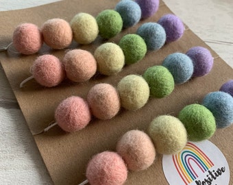 Pastel Rainbow Felt Ball Garland, Pom Pom Garland, Bunting, birthday party decoration, Nursery Bunting, Easter Decoration, Spring Party