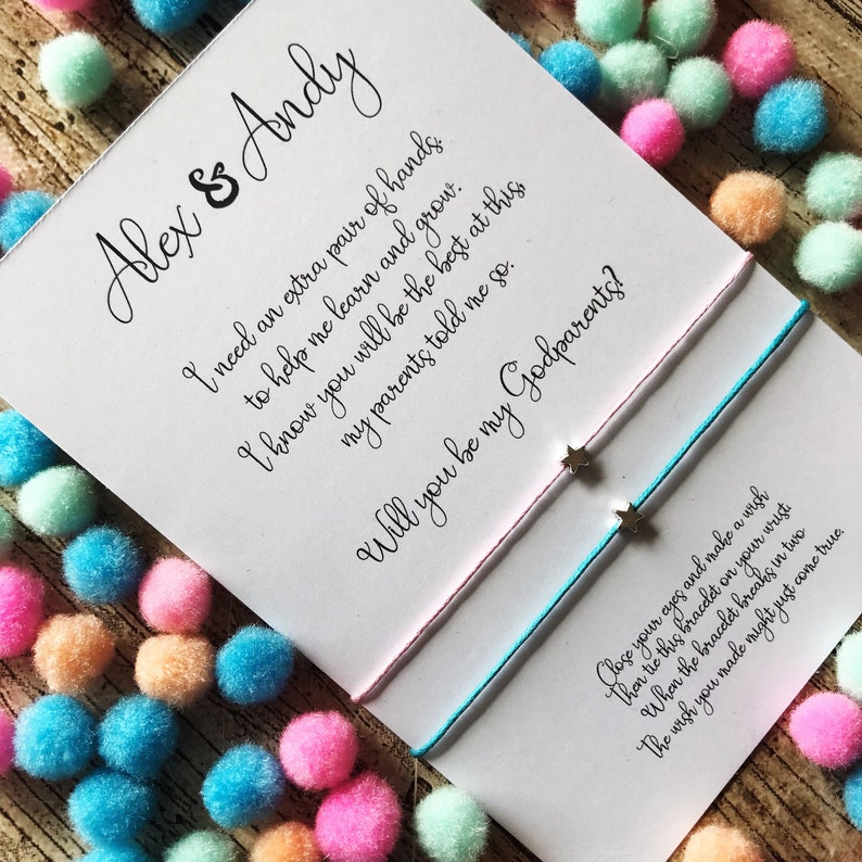 customise GODFATHER wish bracelet christening gift Will you be my GODMOTHER