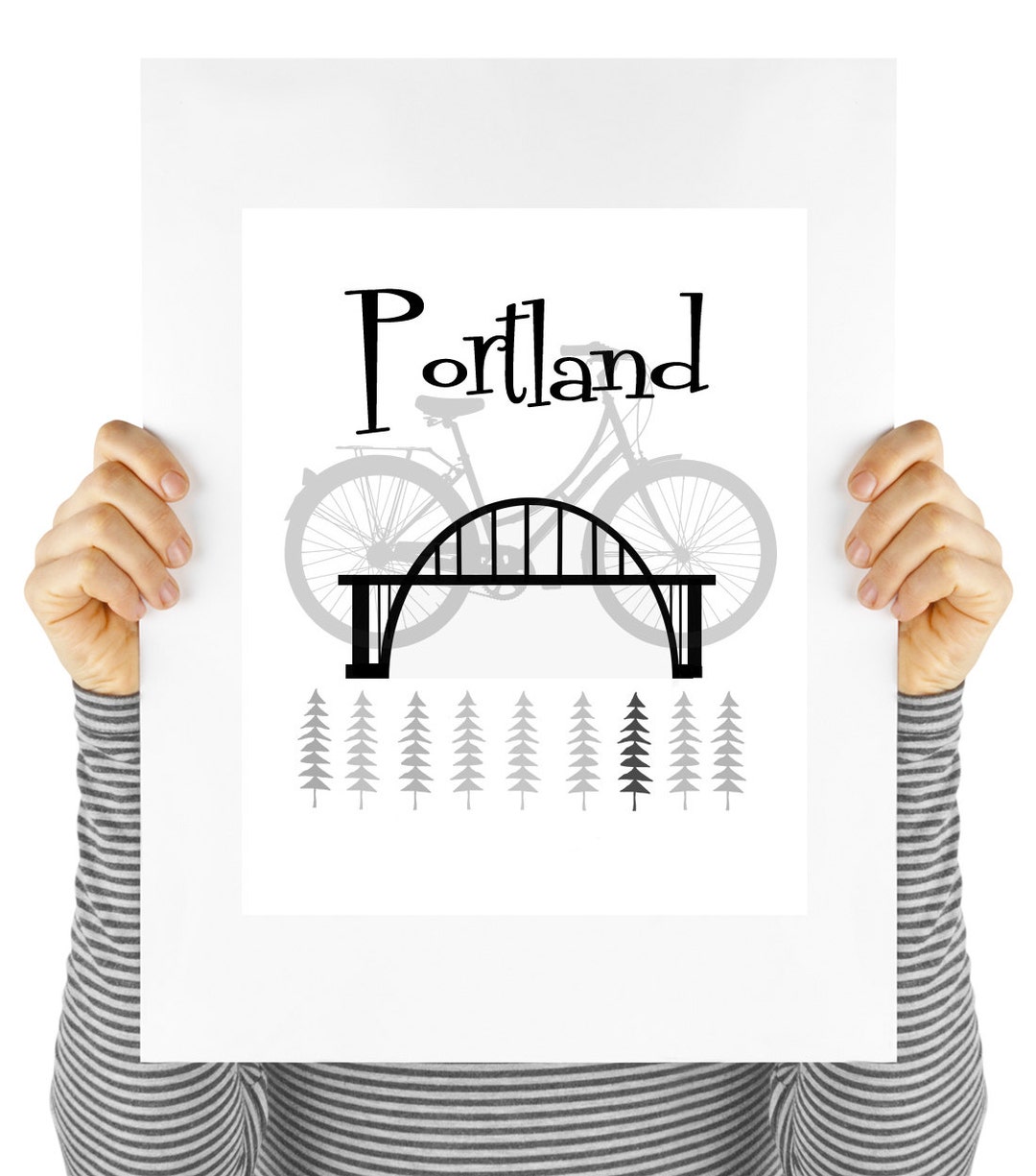 Portland Travel, Printable Poster, Portland Oregon, Bridge, Vacation
