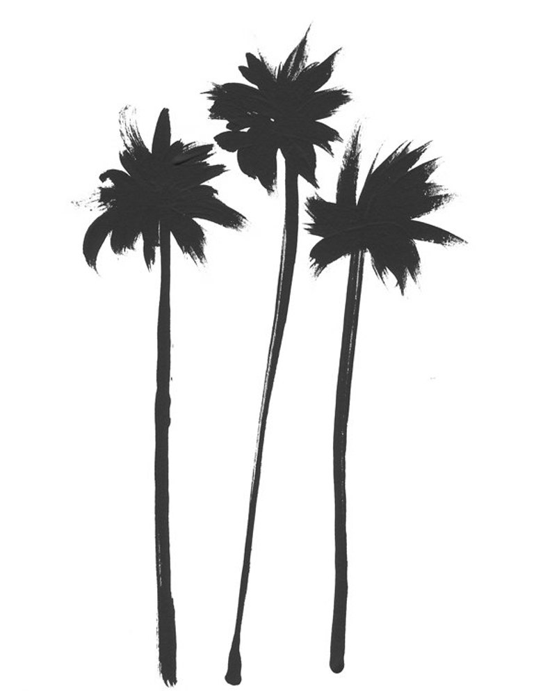 Modern art palm tree print, digital download, instant art, three palm trees in black, minimalist art, black and white, tropics, vacation image 5