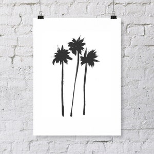 Modern art palm tree print, digital download, instant art, three palm trees in black, minimalist art, black and white, tropics, vacation image 4