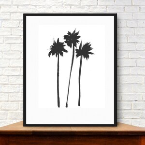 Modern art palm tree print, digital download, instant art, three palm trees in black, minimalist art, black and white, tropics, vacation image 3