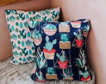 Succulent Throw Pillow Cases - Cactus Throw Pillow Cases - 18 x 18 Throw Pillow Cases