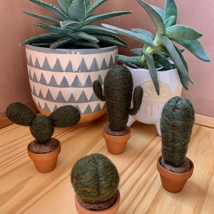 Needle Felted Cactus - Saguaro Cactus - Pincushion Cactus - Prickly Pear Cactus - Felt Cactus - Fiber Art Cactus
