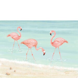 Flamingos on beach DIGITAL CARD