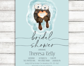 Otter Bridal Shower Invitation, Otter Theme Bridal Shower Invite