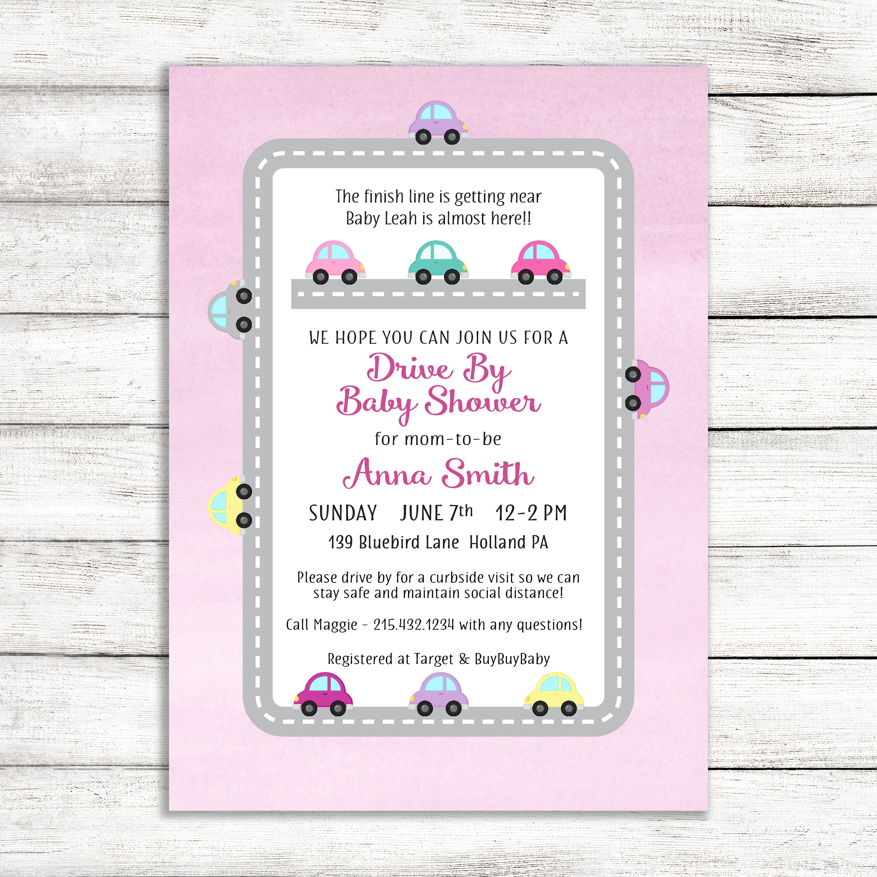 Drive by Baby Shower Invitation for Girl Curbside Baby Shower Etsy
