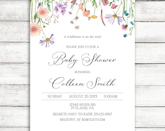 Floral Wildflower Baby Shower Invitation / A Little Wildflower Baby Shower Invite