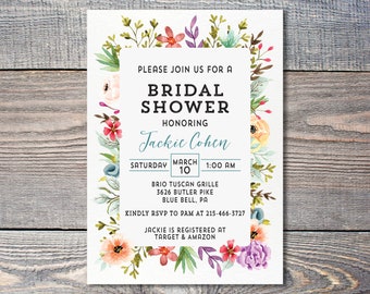 Floral Bridal Shower Invitation / Wildflower Bridal Invite