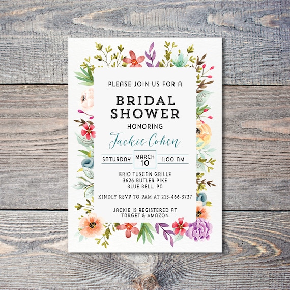 Floral Bridal Shower Invitation / Wildflower Bridal Invite
