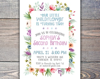 Our Little Wildflower Birthday Invitation / Our Wildflower Birthday Party Invite DIY Printable