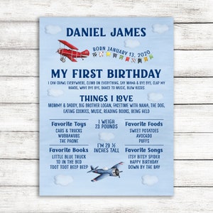 Vintage Airplane Milestone Birthday Poster / First Birthday Airplane Sign