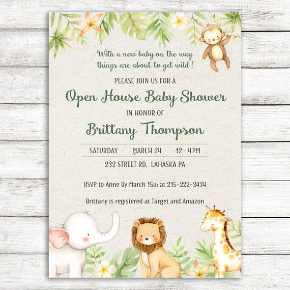 Safari Baby Shower Invitations - Set of 4 and Up