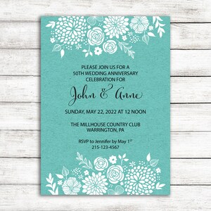 White Floral Anniversary Party Invitation / Rustic Anniversary Party Invite