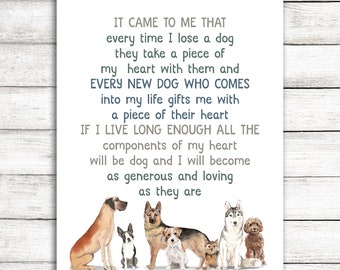 Every Time I Lose A Dog Print / Dog Loss Sympathy Print