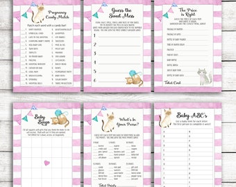 De kat baby douche partij pack / kitten thema baby douche spelletjes voor meisje