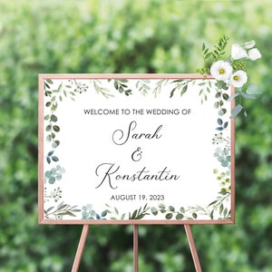 Greenery Wedding Welcome Sign 18 by 24 inch poster / Wedding Sign