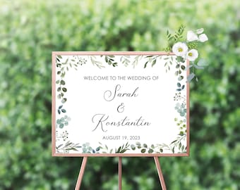 Greenery Wedding Welcome Sign 18 by 24 inch poster / Wedding Sign