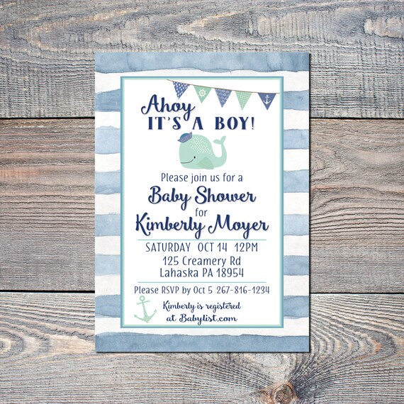 Nautical Baby Shower Invite For Boy Ahoy It S A Boy Etsy
