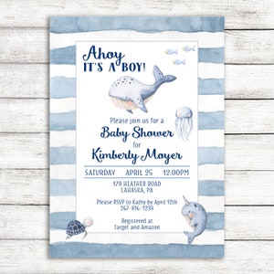 Under the Sea Boy Baby Shower Invitation, invito baby shower nautico ragazzo