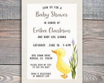 Duckling Baby Shower Invitation / Yellow Duckie Baby Shower Invite