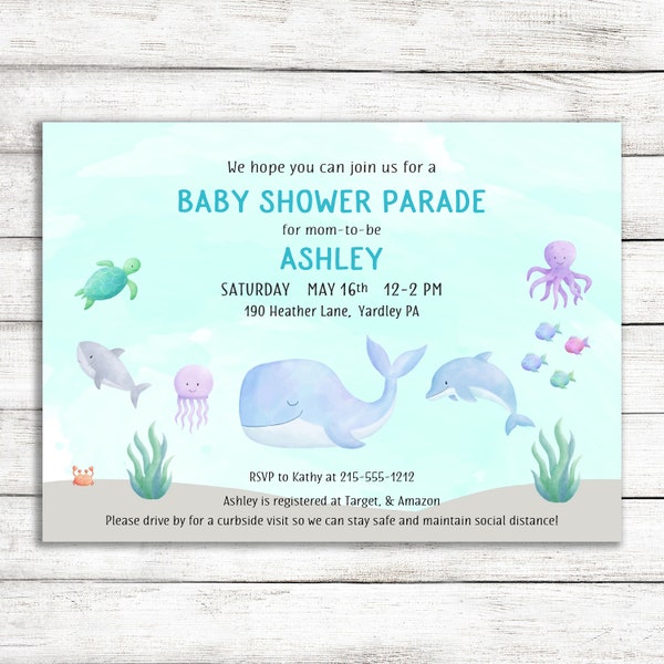 Nautical Baby Parade Shower Invitation, Ocean Drive-Thru Baby Shower Printable
