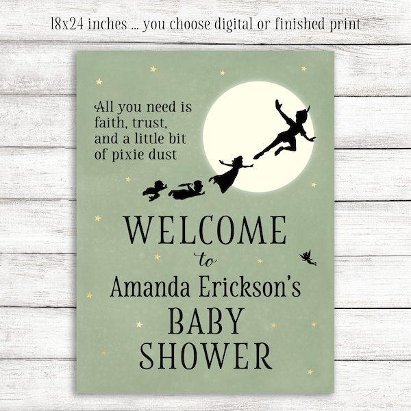 Peter Pan Shower Welcome Sign 18 by 24 inch poster