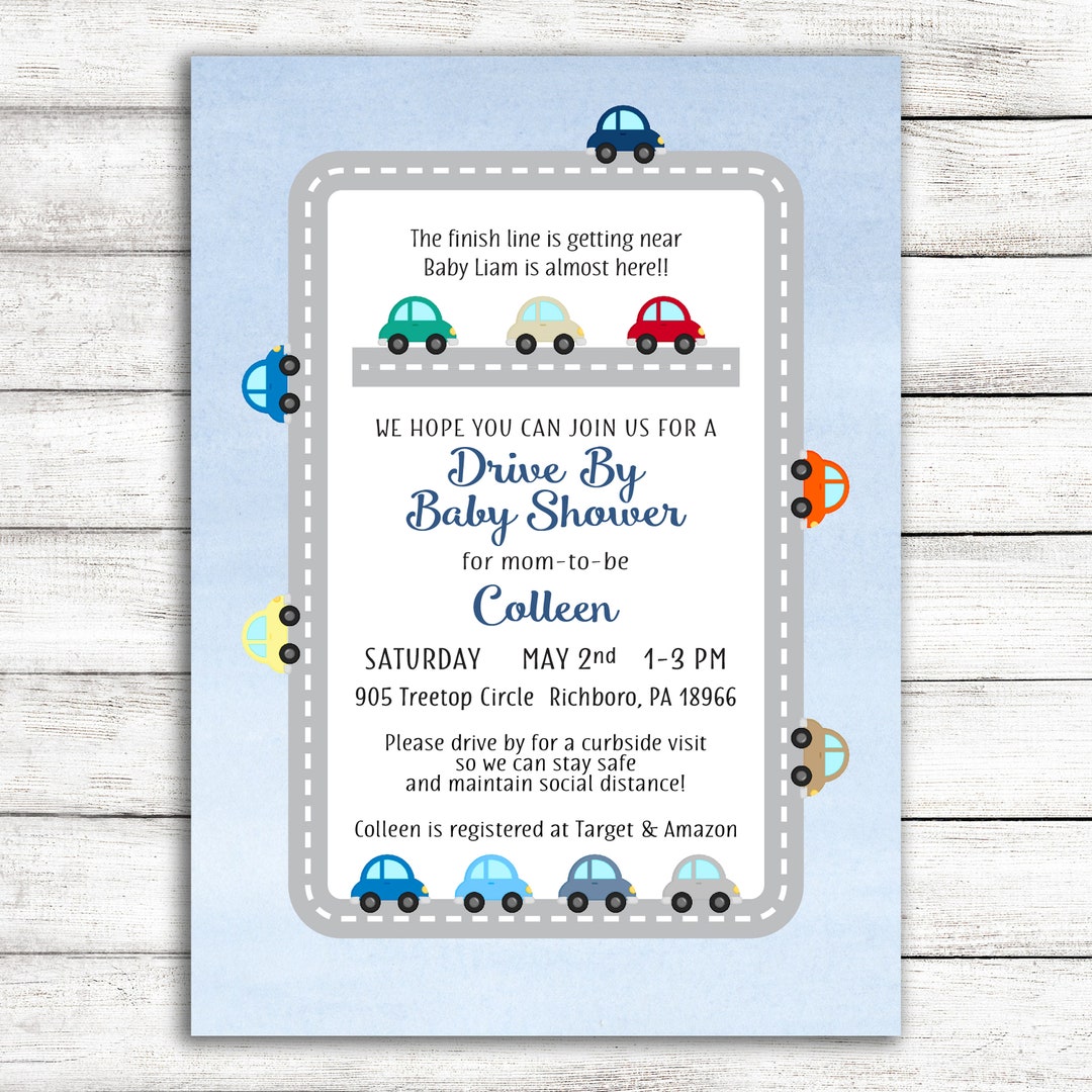 Drive by Baby Shower Invitation, Drive Thru Baby Shower Printable Etsy
