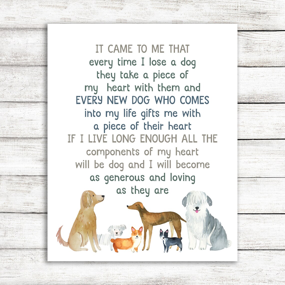 It Came to Me That Every Time I Lose A Dog Quote / Dog Loss Etsy