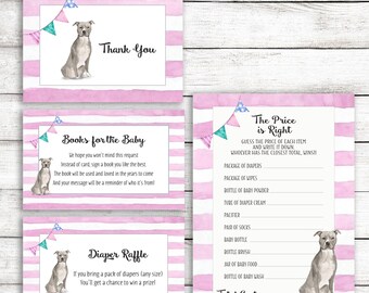 Pitbull Theme Baby Shower Games, Pit bull Baby Shower Party Pack