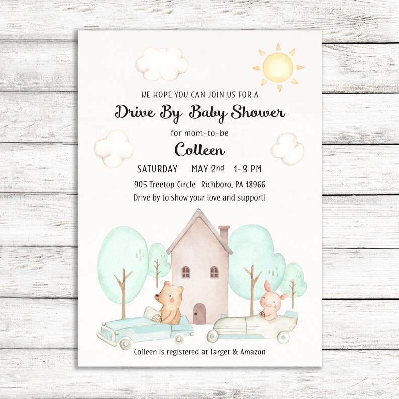 Drive by Baby Shower Invitation Drive Thru Baby Shower Etsy